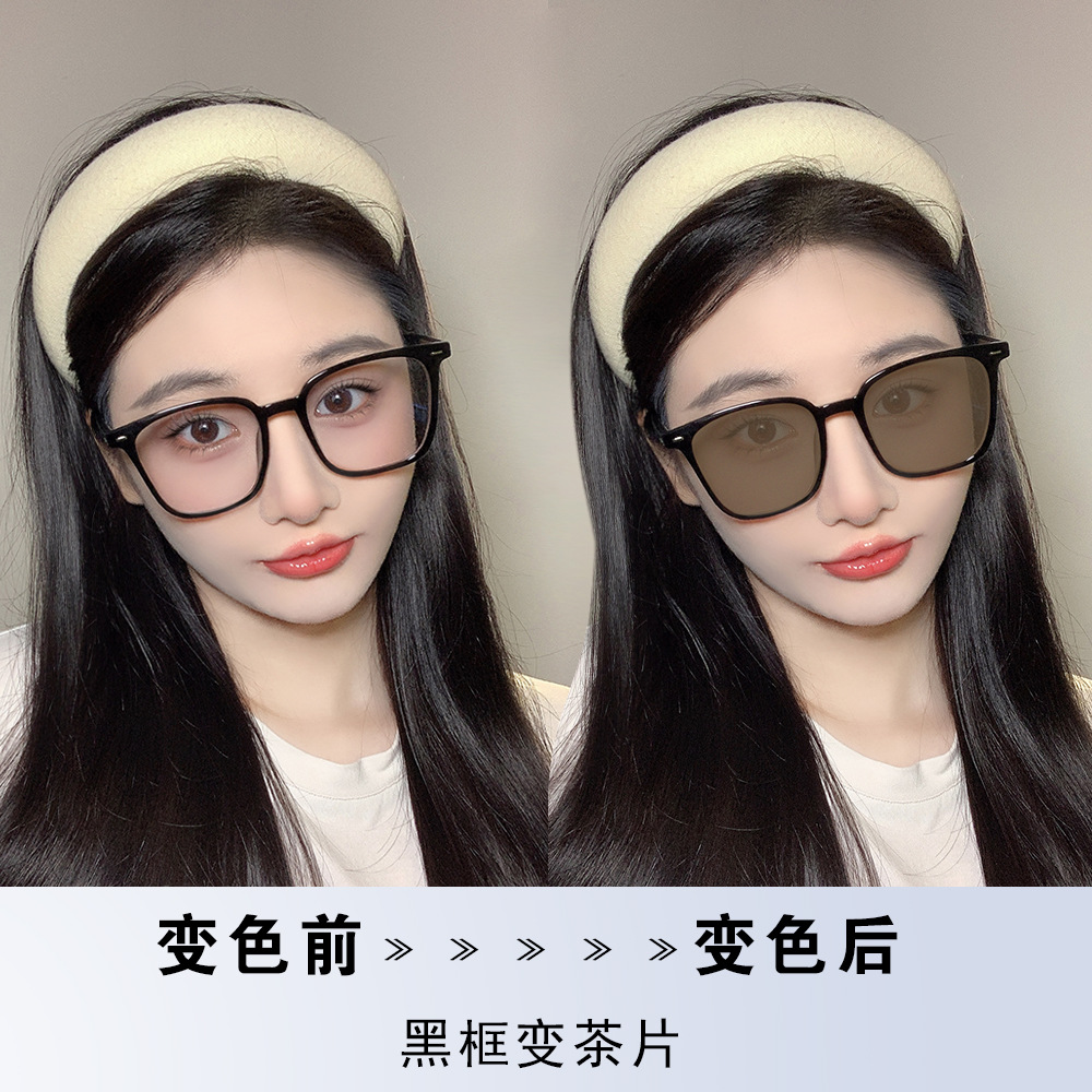 智能感光变色/抖音男女同款/茶色平光细节图