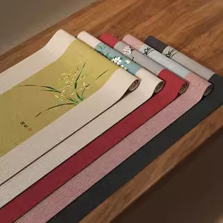 新中式防水茶席禅意茶几桌旗干泡茶旗长条茶巾棉麻布艺茶台茶桌布