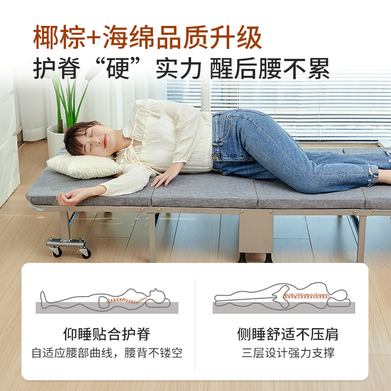 Ruishida folding bed, home midday rest, office bed sheet for people, camp bed, companion simple hard board backrest bed details Picture