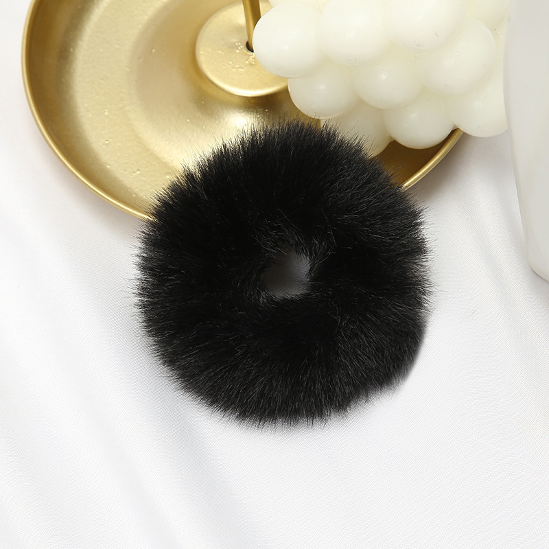 Autumn and winter colorful plush hair bands, children's hair ties, Korean candy-colored trendy elastic rabbit-like plush hair accessories for women Specification image