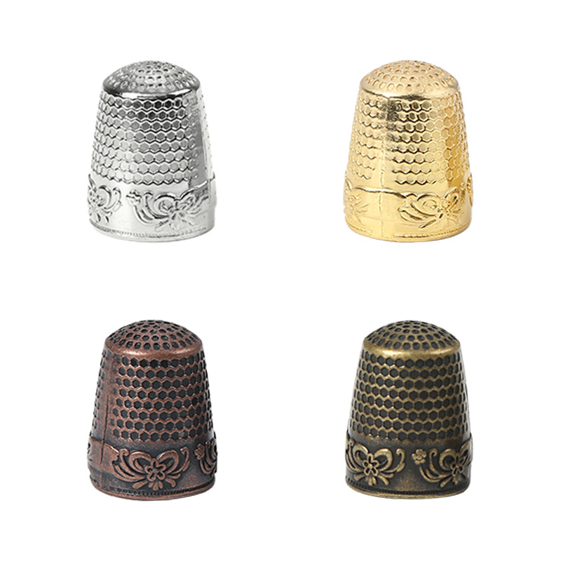 European vintage pure copper thimble home thumb thickened thimble finger set diy cross stitch ring thimble cap Item Picture