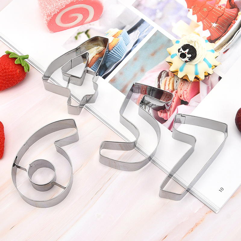 Stainless Steel 6-Piece Children's Complementary Food Digital Cookie Mold Cake Mold Cookie Mold Application Scenario