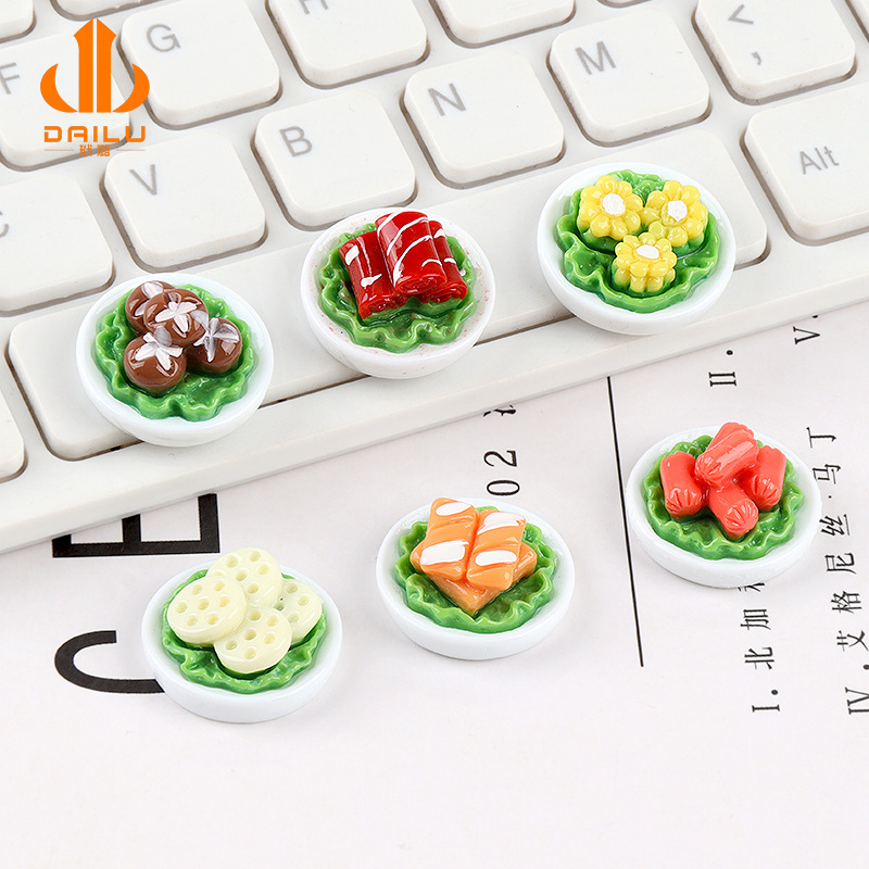 树脂仿真火锅底料配件 玉米 蘑菇 藕片 diy奶油胶手机壳饰品配件