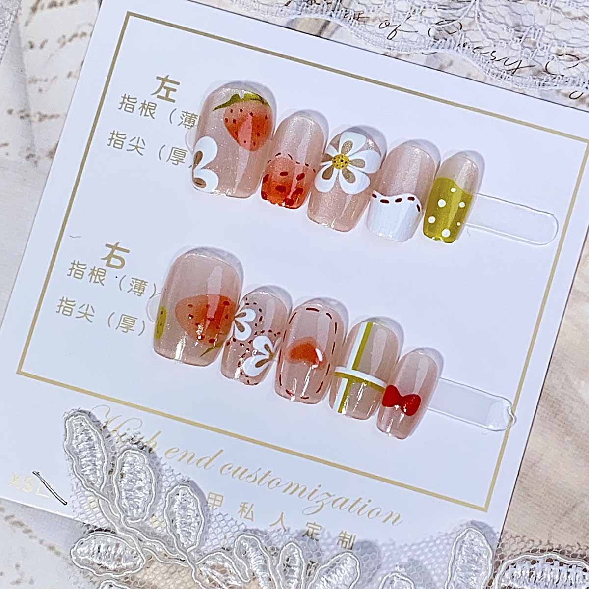 Handmade wearable short autumn and winter new collection, cat-eye style high-end whitening patch false nails Specification image