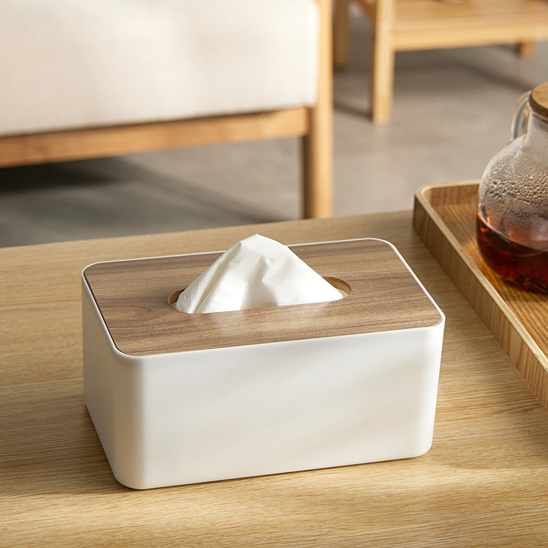 Living Room Desktop Japanese Bamboo Paper Towel Box Plastic Simple Pumping Paper Box Creative Household Multi-Functional Storage Paper Box Specification drawing