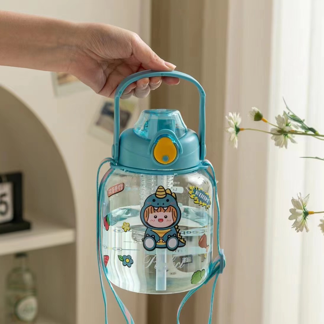 Big Belly Water Cup For School Special Cartoon Plastic Cup Cute Super Cute Kettle New 2023 Primary School Sippy Cup Specification drawing