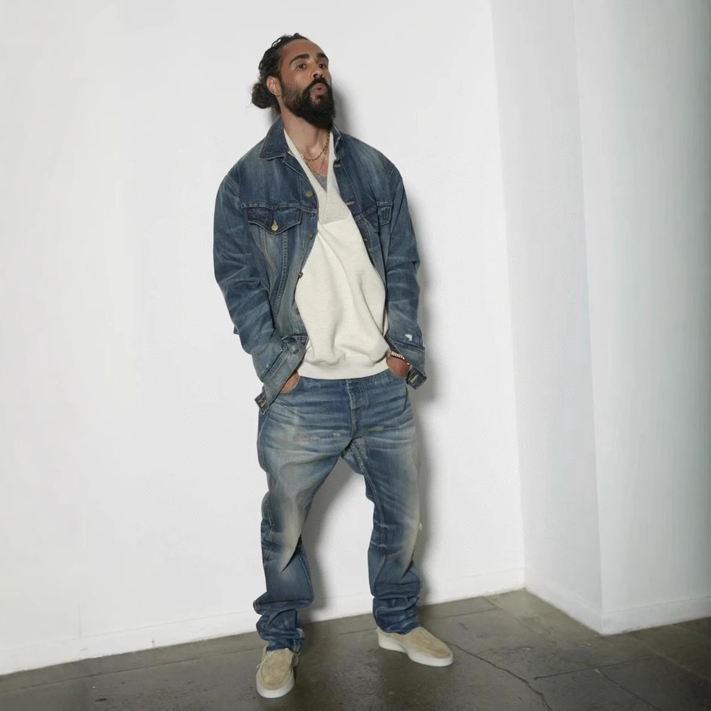 Essentials washed black retro casual washed blue FOG straight-leg loose jeans for both men and women Application Scenario