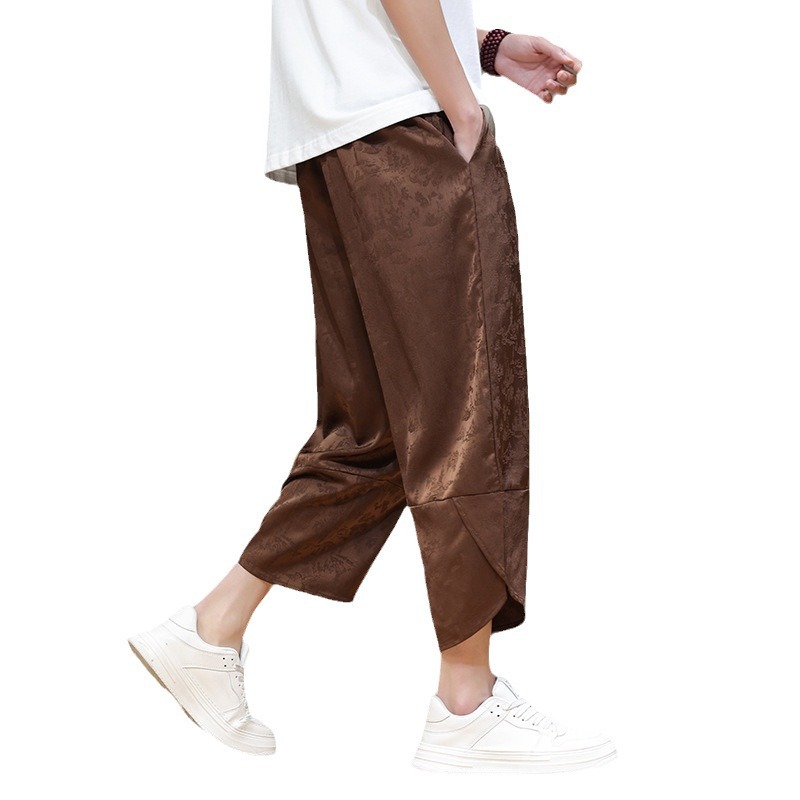 Summer's new Chinese-style jacquard capri pants, men's beach pants, fashionable and trendy Harun pants, men's casual pants Item Picture