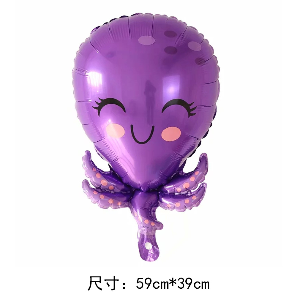 Wholesale Q-version Marine animal cartoon aluminum film balloons, crabs, seahorses, octopuses, pufferfish, starfish, party decoration balloons Item Picture