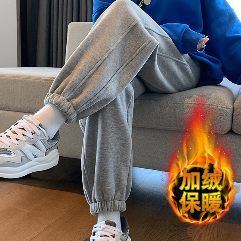 Fleece and thickened sportswear pants for women, new autumn and winter style, loose and versatile, tight-fitting, small label, casual and warm sweatpants details Picture