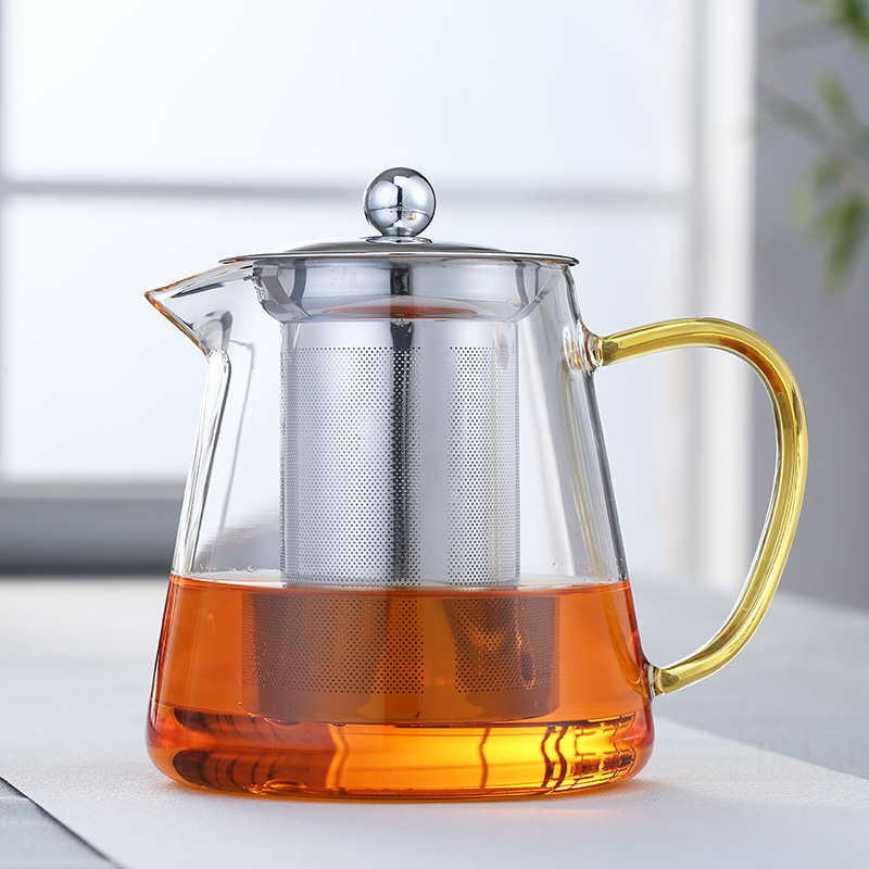 Factory wholesale thickened glass teapots, heat-resistant flower teapots, brewing teapots, stainless steel filtering teapots and tea sets