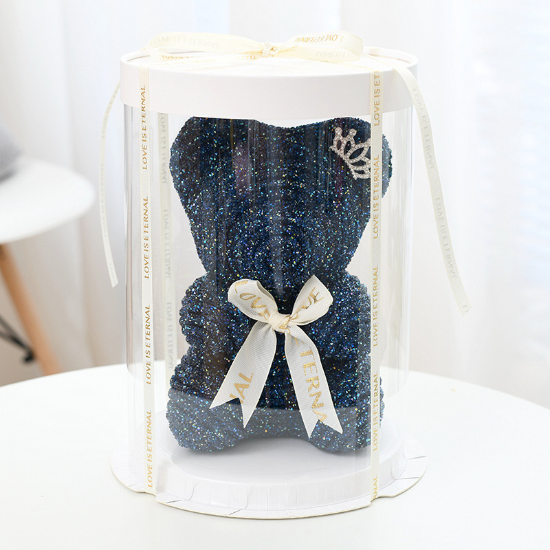 亚马逊水晶钻石熊 水钻熊泡沫花玫瑰熊七夕情人节礼物玫瑰熊礼盒细节图