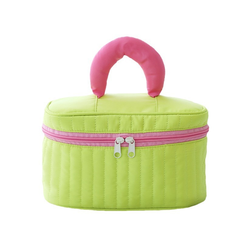 Quilted Vertical Pattern Solid Color Makeup Bag Large Capacity Advanced Sense Lovely Appearance Level With Hand Gift Storage Bag One Batch Item Picture