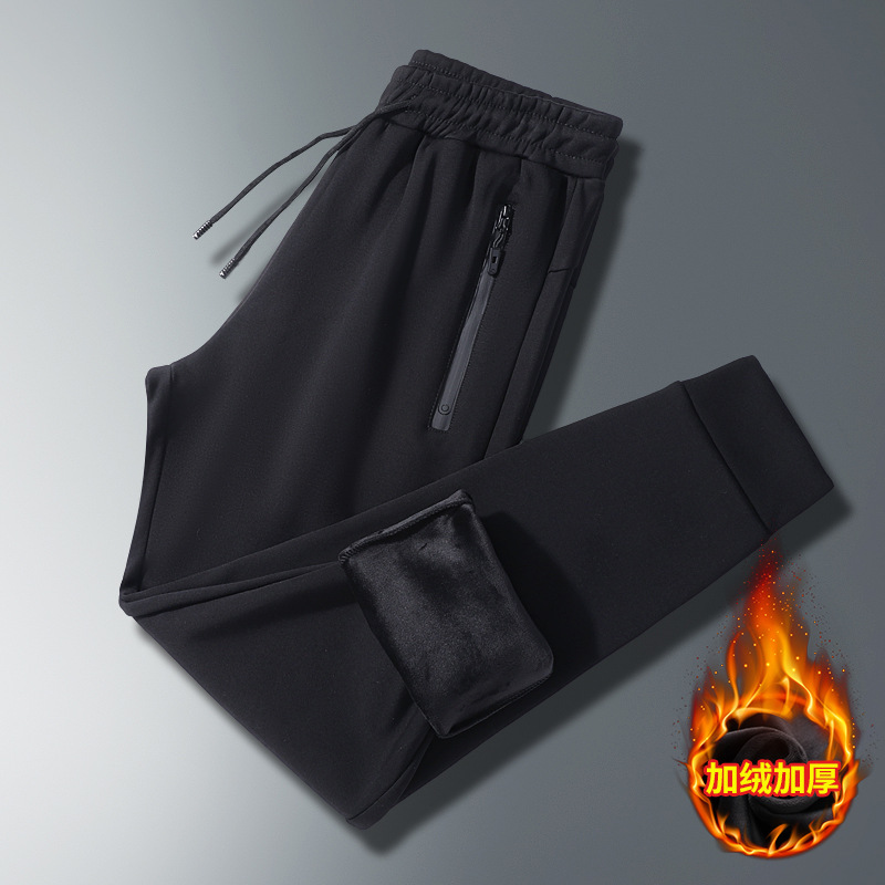 The 2022 new style of casual pants for men's autumn and winter, stretch sports men's pants, plus-size men's wear, and the trend of adding fleece details Picture