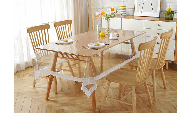 亚马逊爆款透明PVC防水防油方形桌布防烫防尘客厅茶几台布装饰布详情17