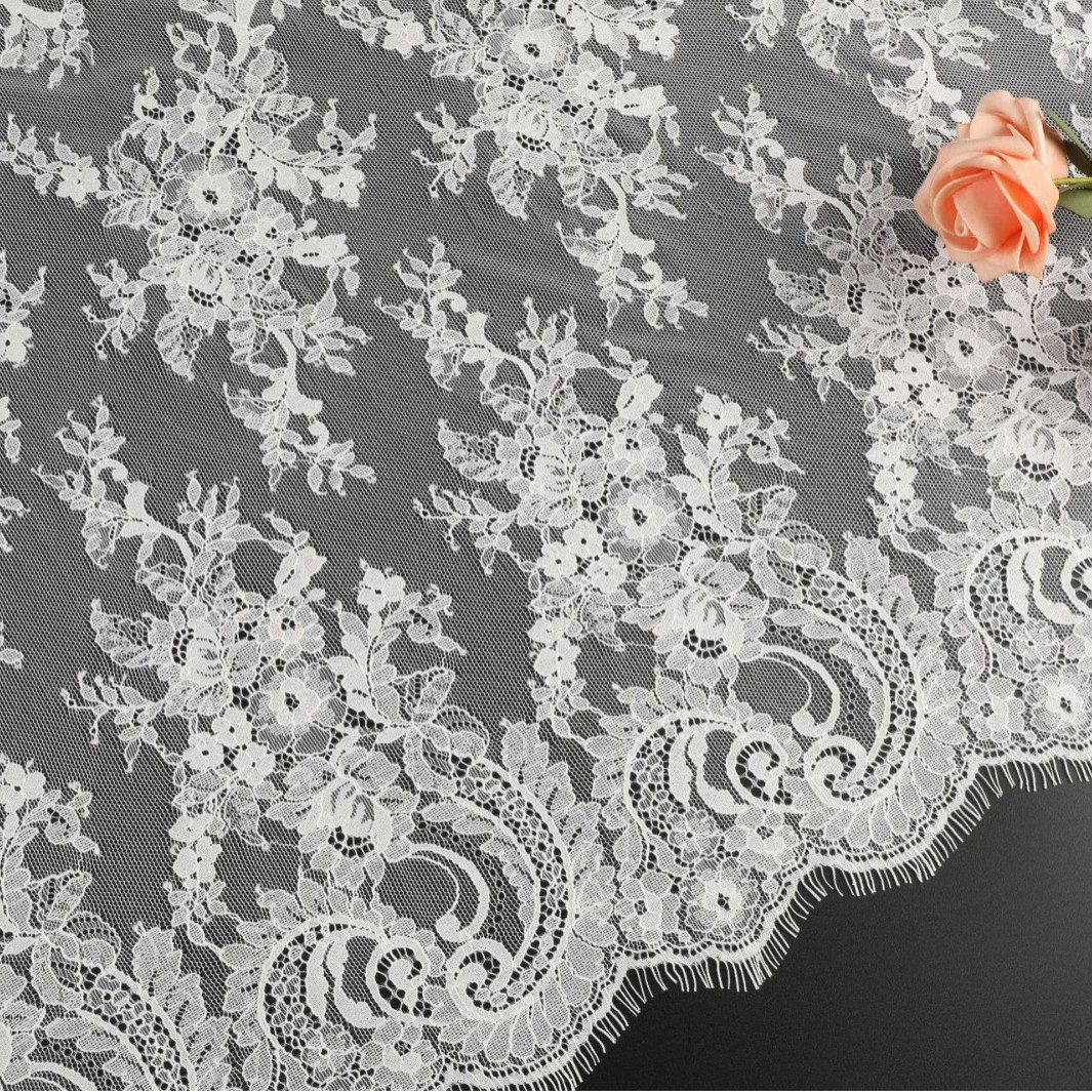 锦棉睫毛蕾丝面料 2025新款纯色蕾丝布料 时尚连衣裙蕾丝服饰面料