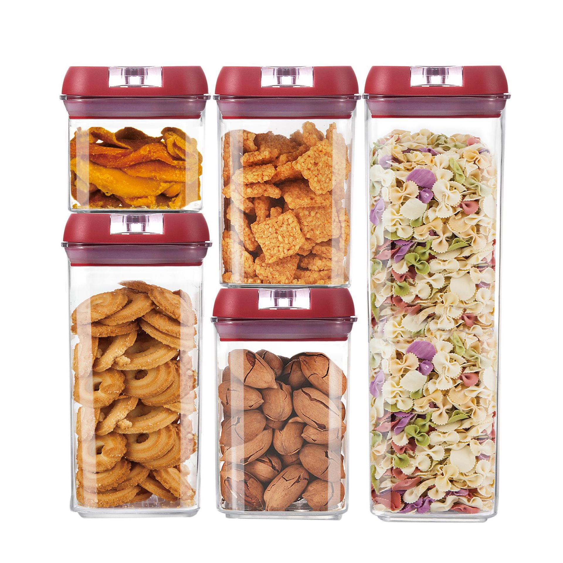 Plastic Sealed Tank Kitchen Five-Piece Fresh-Keeping Box Food Grade Transparent Storage Tank Grains And Grains Easy To Snap Tank Specification drawing