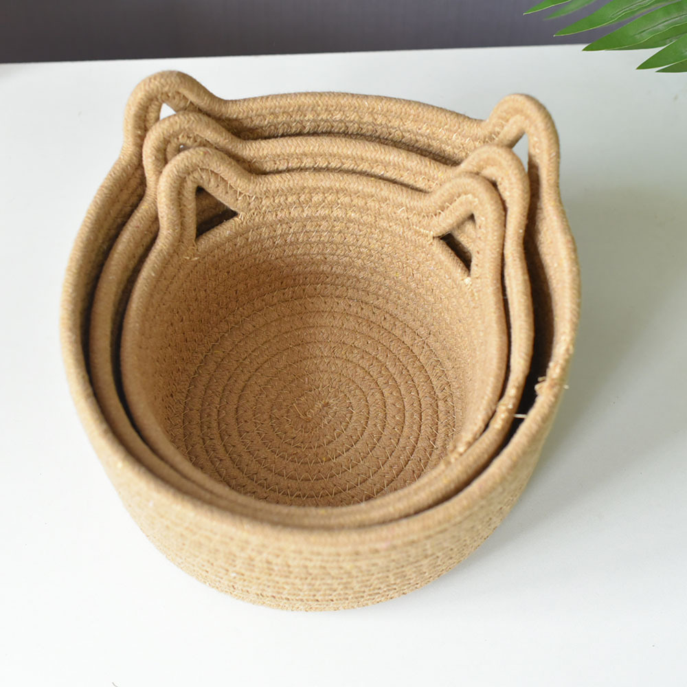 Storage Basket Wholesale Cotton Basket Woven Basket Rattan Cat Ear Round Net Red Storage Basket Manufacturers Direct Sales Basket Application Scenario