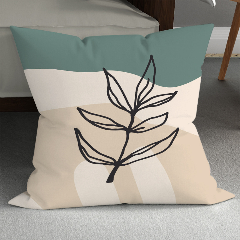 Morandi Color Contrast Pillow Fashion Art Abstract Art Fresh Geometric Line Illustration Cushion Sofa Decorative Pillow details Picture