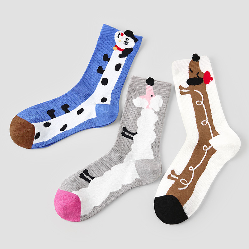 Renaissance long, three-dimensional puppy animal mid-calf socks for girls, striped and color-blocked mesh breathable women's socks Application Scenario