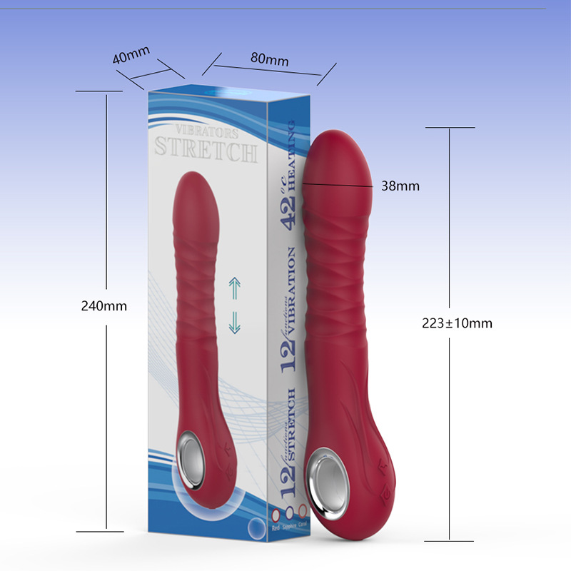 New 12 frequency silicone heating telescopic stick female masturbation vibrator adult sex toys full figure