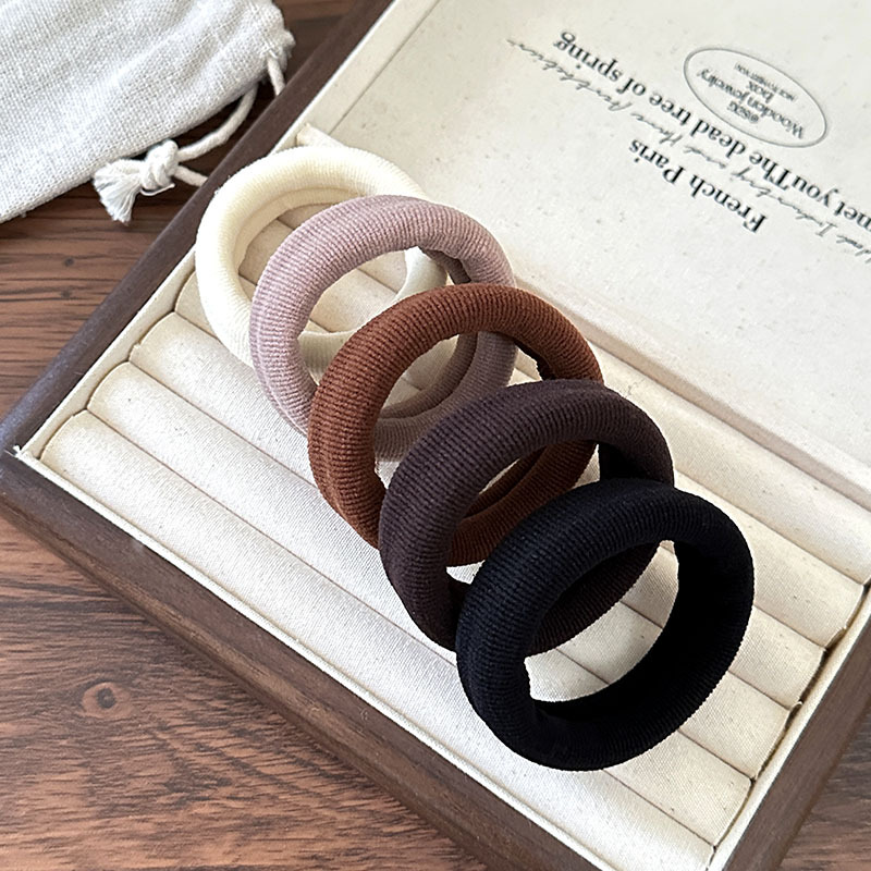 Elastic thick hair tie, small rubber band, hair band, women's hair tie, leather cover, headwear for autumn and winter 2025 new style