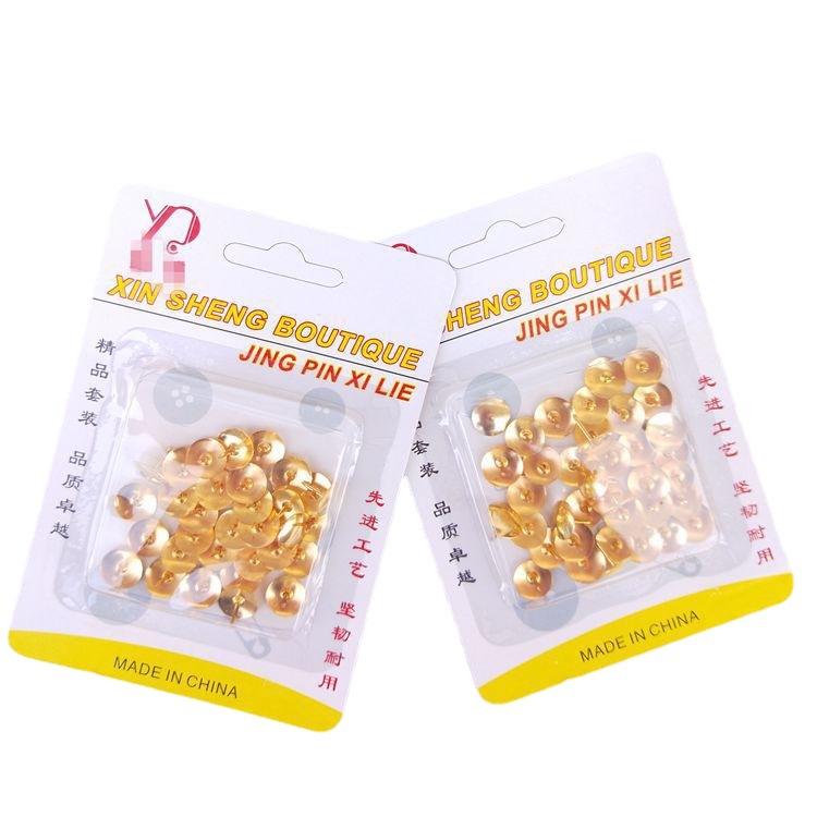 Card gold pushpin office stationery decorative pushpin boutique yellow round head tack tack 1 yuan factory direct sales Item Picture
