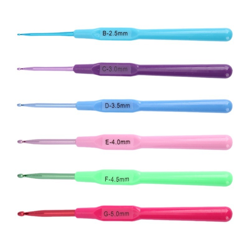 Color single head alumina plastic handle crochet doll hat sweater needle hand-made diy crochet tool Item Picture