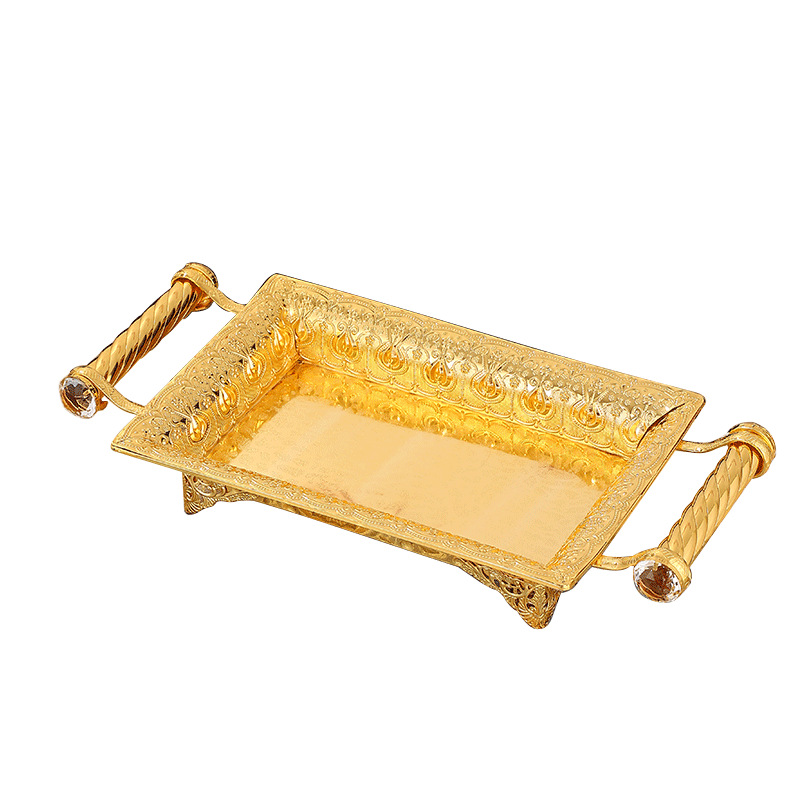 European Fruit Tray Iron Art Tea Table Snack Tray High-End Creative Home Modern Simple Long Strip Handle Dry Fruit Tray Item Picture