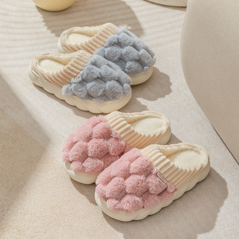 Spot Cotton Slippers Female Autumn And Winter Couples Home With Indoor Warm Non-Slip Plush Home Cotton Slippers Male details Picture