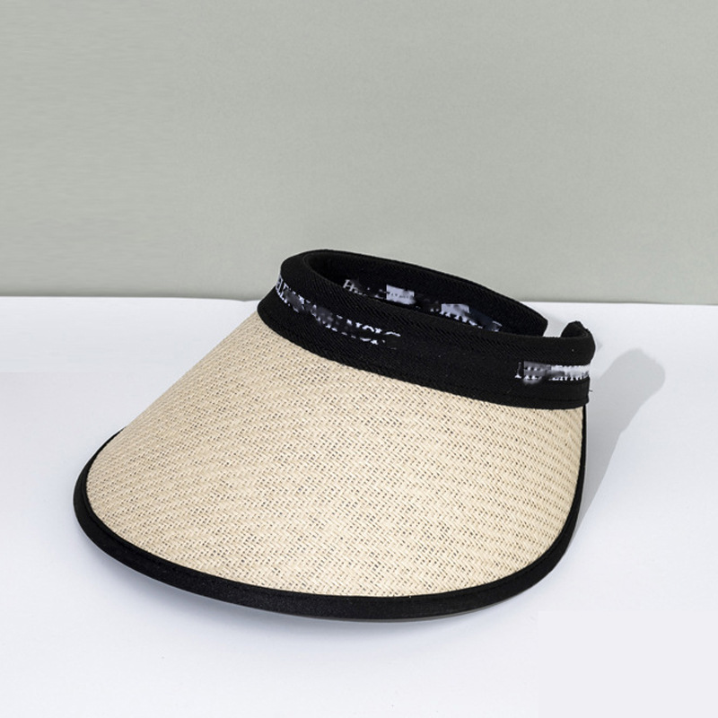Large-brimmed black rubber sun protection hat for women, summer UV protection empty top hat for women, summer beach straw woven sun protection hat pic 8