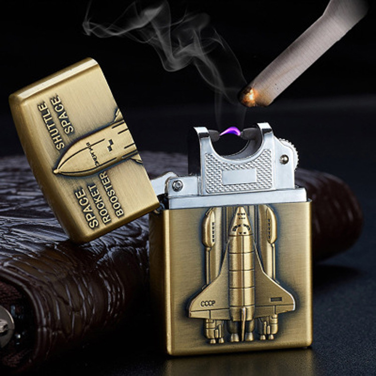 JL211青铜立体浮雕充电打火机创意金属防风打火机USB电子点烟器详情图2