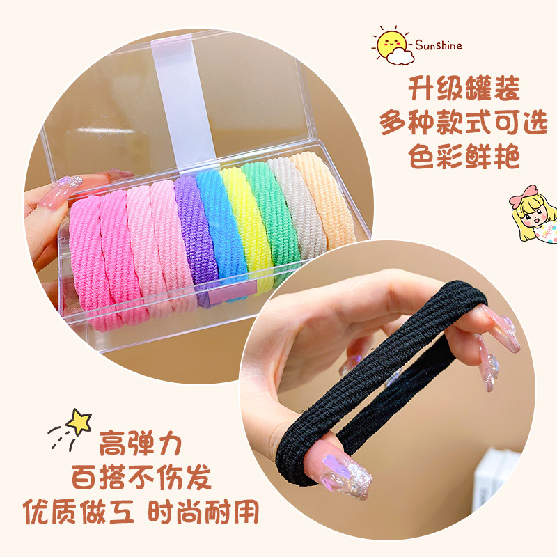 Spring Color High Stretch Hair Cord Children's Headwear For Girls Simple And Not Hurt Hair Thick Hair Cord For Girls Hair Adornment Leather Band For Girls Application Scenario