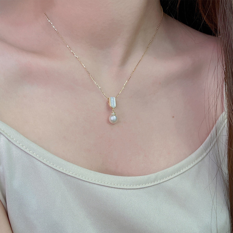 S925 silver necklace Akoya Sea Pearl necklace for women Light luxury niche design senior collar chain necklaces for women Specification drawing