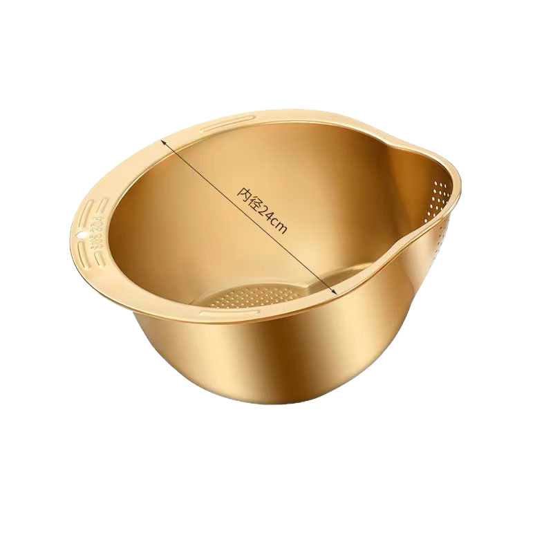 Cross-Border Wholesale Of 304 Stainless Steel Rice Washing Basins, Household Kitchen Slanted Rice Washing Sieves, Multi-Functional Vegetable And Fruit Washing Basins Item Picture