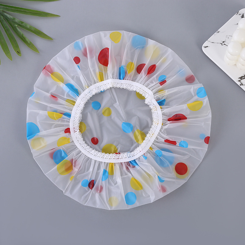 Creative Peva Printed Shower Cap Double Thickened Waterproof Bath Shower Head Set Cartoon Cute Hair Mask Cap In Stock Specification drawing