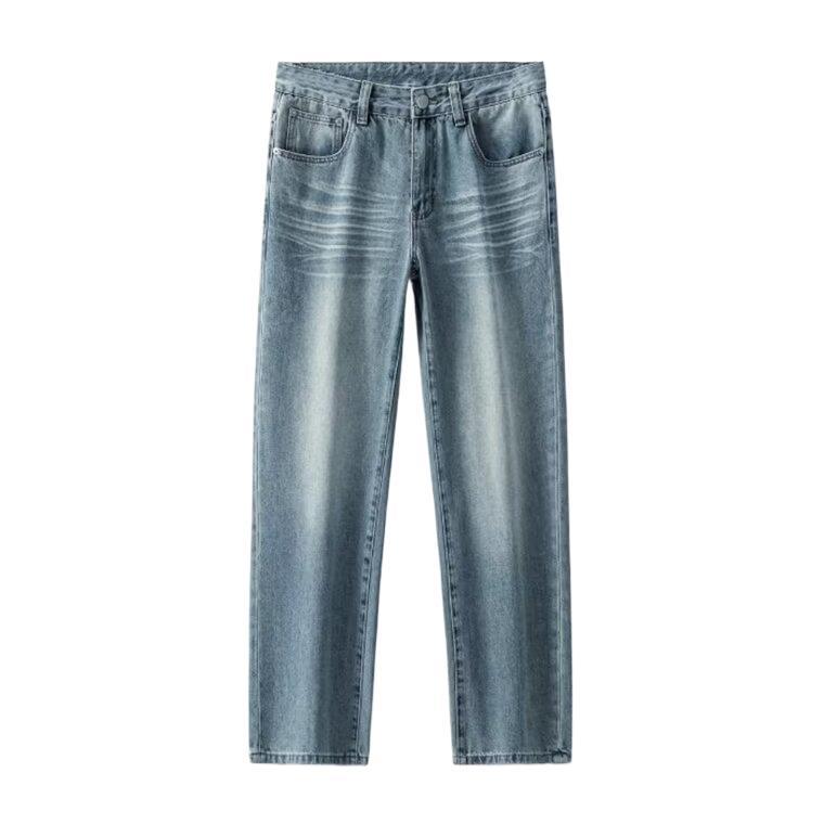 Custom-made American retro loose washed light blue jeans for men Item Picture