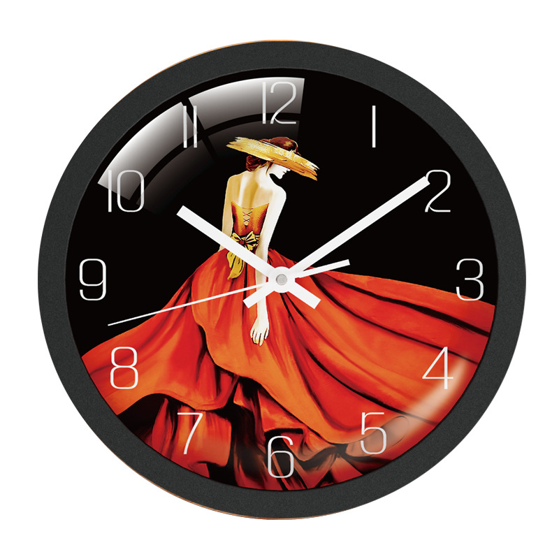 恒丽10寸客厅挂钟简约装饰挂墙钟表中国风创意静音时钟厂家批发