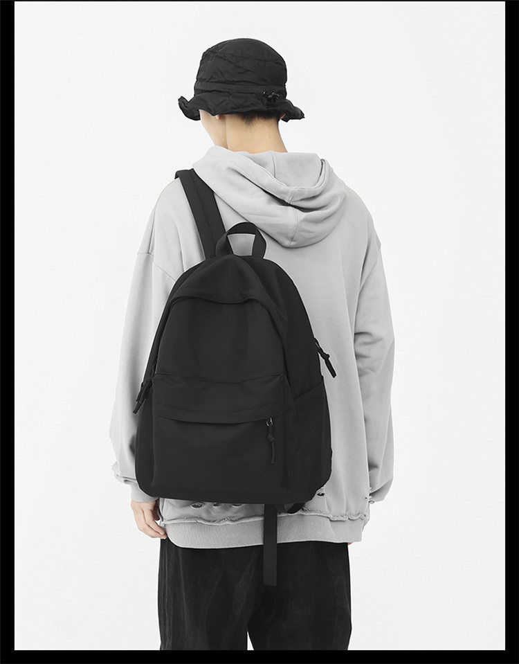 Muji black schoolbag for male college students, high school and junior high school students, simple solid color for male students, black backpack for female students pic 2