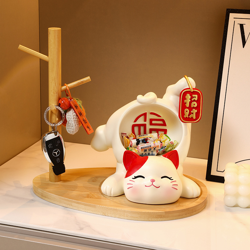 招财猫树脂工艺品收纳礼物家居摆件工厂直销清仓玄关儿童房钥匙架