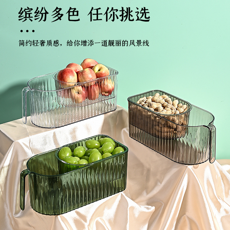 Light luxury melon seed box with handle, double-layer detachable fruit box that can drain water, light luxury double-layer desktop fruit storage box Application Scenario