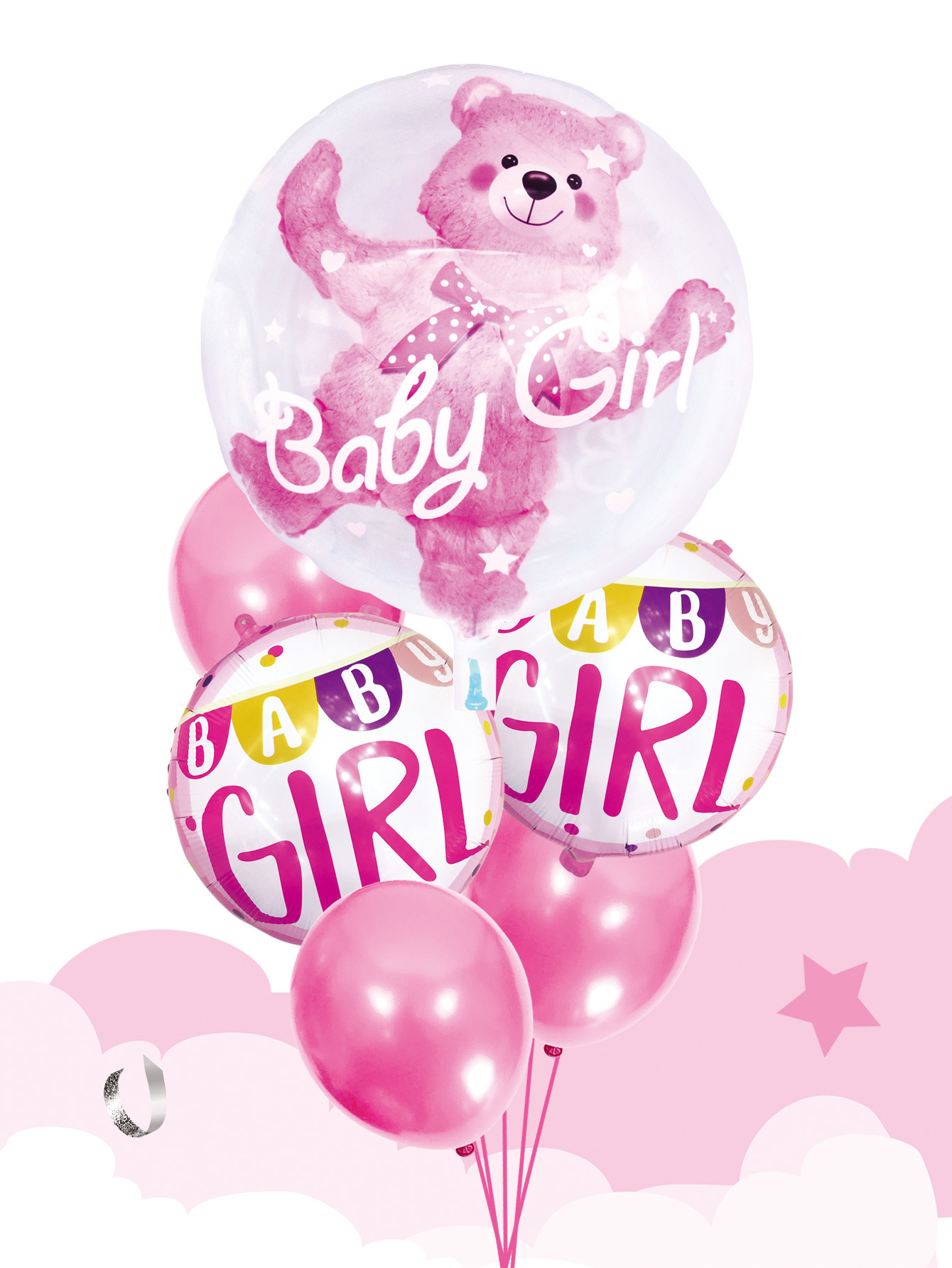 Cross-border Little Bear Boy and Girl Ball Middle Ball Aluminum Film Latex 6-ball Set Birthday Decoration and Arrangement Premium packaging Specification image