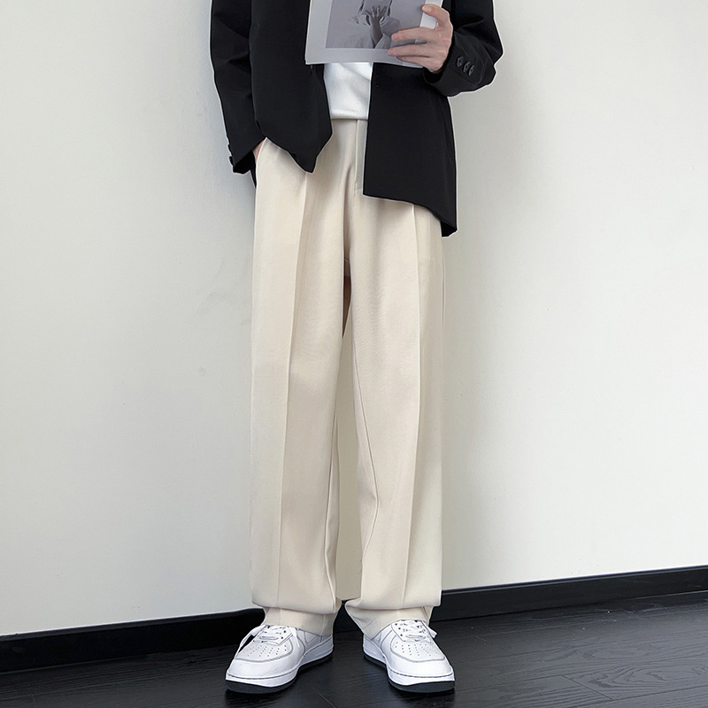 Extra-large black suit pants for men with a sense of drape and high-end style, summer thin ice silk straight-leg casual trousers Application Scenario