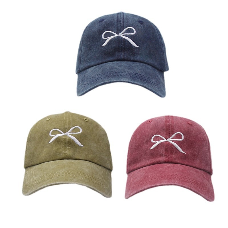 Vintage Wash Made Old Duck Hat Children's Spring And Summer Day Students Sweet Bow Baseball Cap Soft Top Visor Tide Item Picture