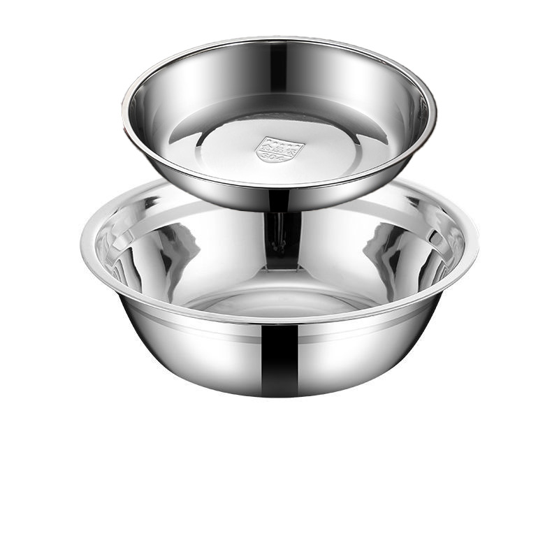 304 Stainless Steel Soup Basin Thickened And Deepened Household Dish Soup Bowl Multipurpose Plate Dinner Plate Tableware Disk Tray Item Picture