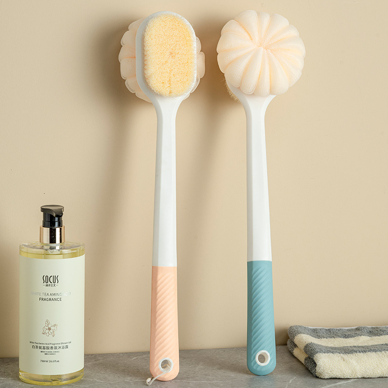 Long-handled bath towel, soft-bristled bath brush, back scrubbing and scrubbing wonder, multi-functional mud scrubbing, bath towel and bath brush in one