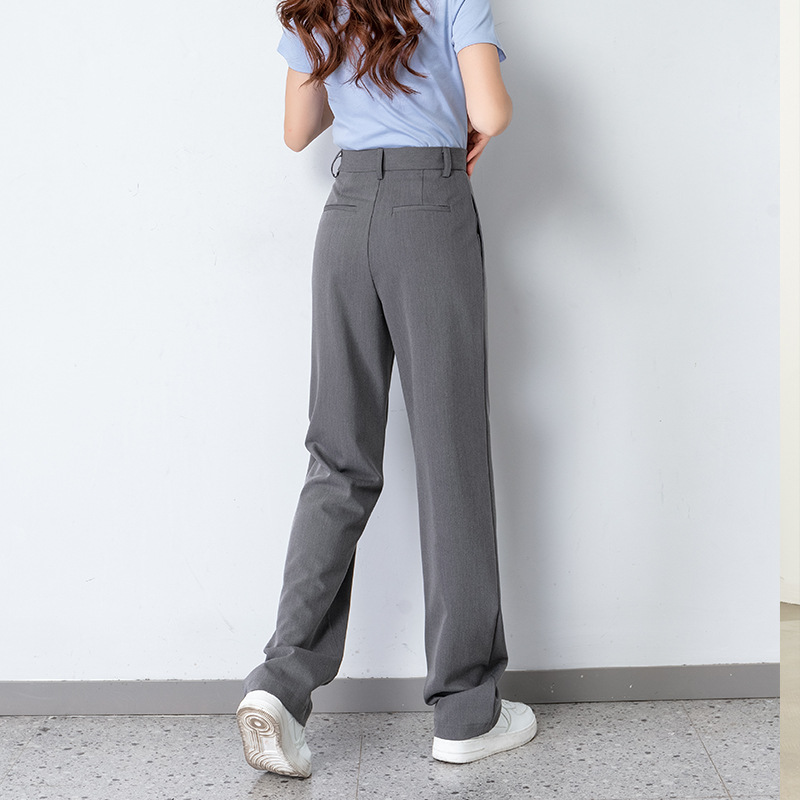 Spring and summer high-waisted women's elastic black tui tui pants, women's slimming OL straight pants, women's grey pants, women's suit long pants Specification image