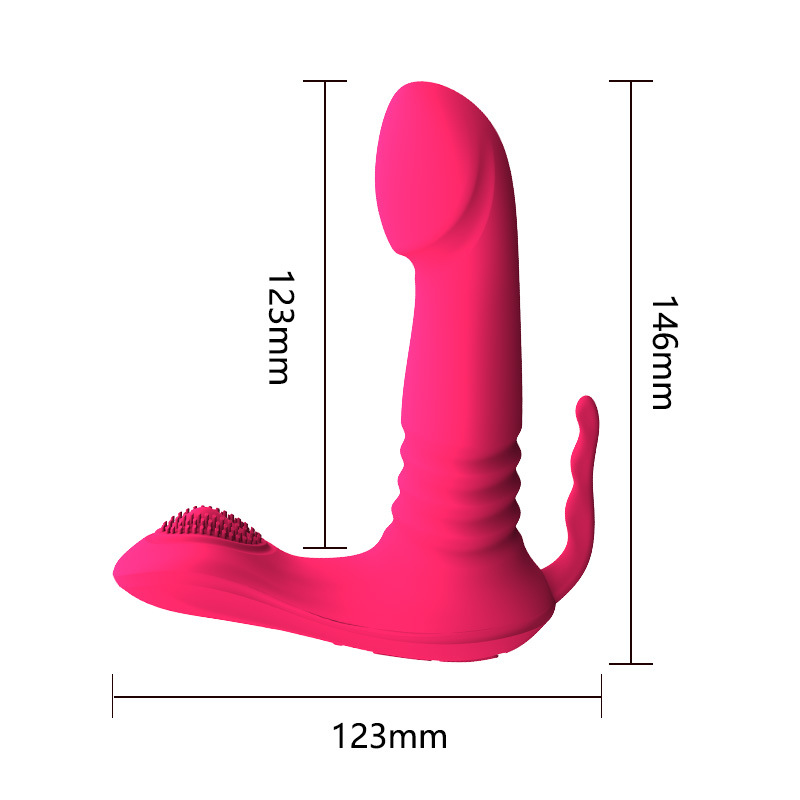 An adult sex toy for female masturbators controlled by a wearable APP with telescopic double vibration rods full figure
