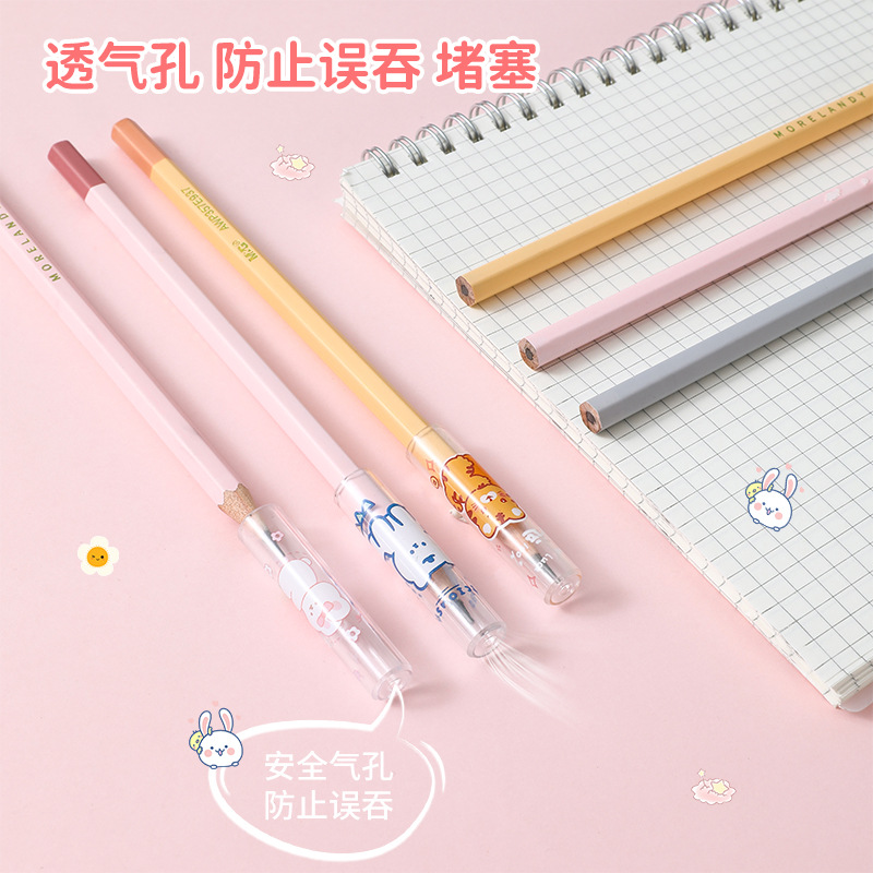 6 cartoon children's pencil cases, transparent plastic pencil protectors, white student pencil extenders, pen caps Application Scenario
