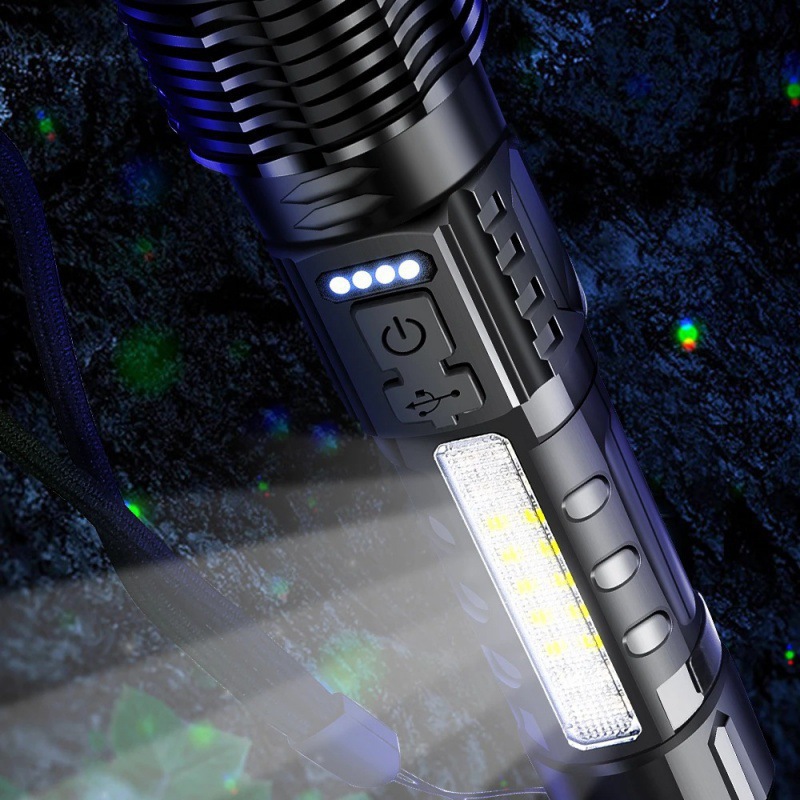 New cross-border high-intensity flashlight usb charging outdoor clear laser flashlight with cob work light Application Scenario